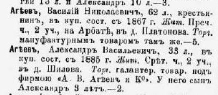 купцов Москвы 1887 год - 1